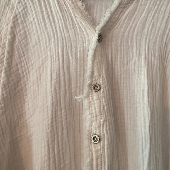 We The Free White Gauze Oversized Flowy Button Down Shirt Women's size Small - Picture 5 of 11